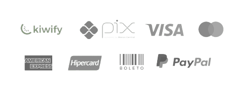 Formas de pagamento: Kiwify, Pix, Visa, Mastercard, Boleto